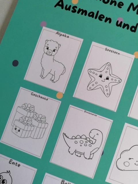 Malbuch für Kinder, gebundene Ausgabe A4, 100 schöne Motive, für viel Mal Spaß✍️ 3
