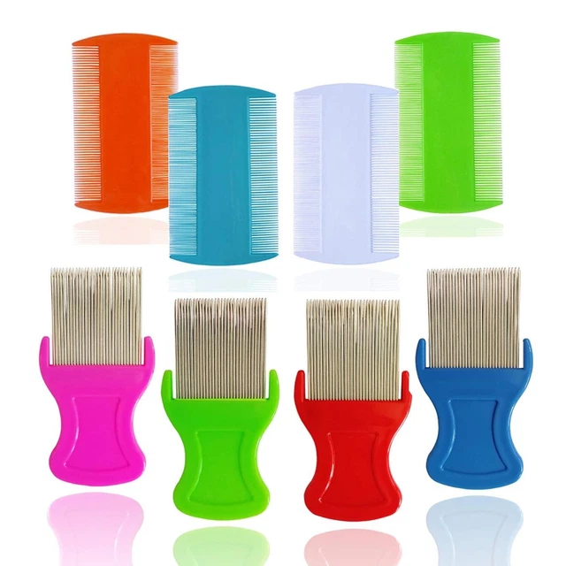 8PC Peine Para Sacar Piojos Y Liendres Dientes Acero Inoxidable Tratamiento TOP