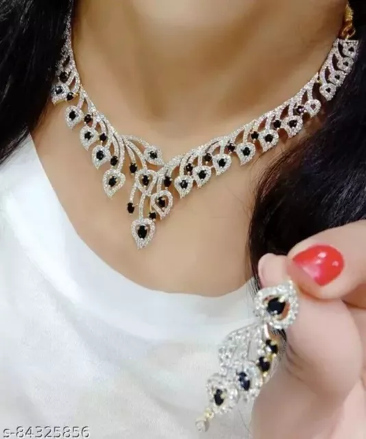 Indian Bollywood Gold Plated AD CZ Kundan Choker Necklace Wedding Bridal Jewelry