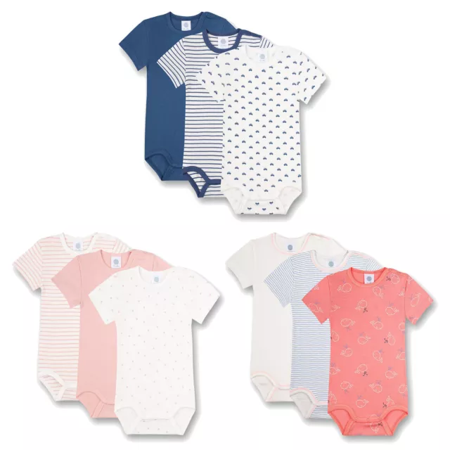 Sanetta Bébé Body 3er Paquet - Manches Courtes Strampler à Motif