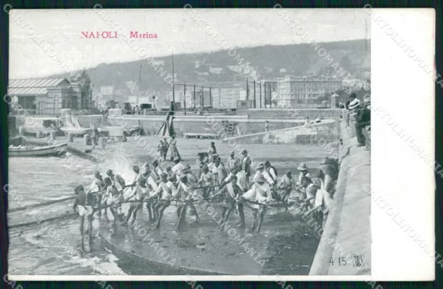 Naples Marine City Fishermen in Action Alterocca 4115 Postcard MX5524
