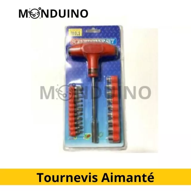 Tournevis Aimante En T Et 21 Embouts De Vissage