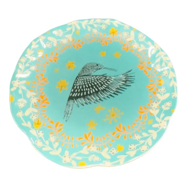 Anthropologie Woodland Wreath Coaster Trinket Dish Hummingbird Round Plate W Tag