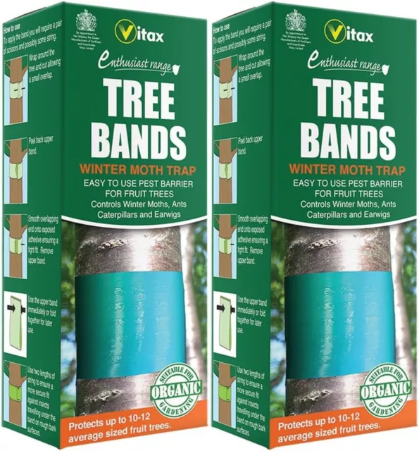 2x Vitax Tree Bands Fruit Winter Moth Ants Trap Organic Pest Barrier - 2x 1.75m