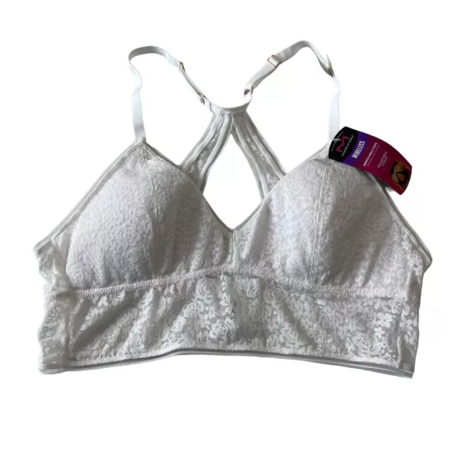 Maidenform Womens Size XL Pure Comfort Lace Wireless Demi Bralette Racerback Bra 3