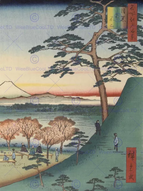 Original Fuji Meguro Views of Edo Hiroshige Woodblock 30x40 Cm Art Poster Print