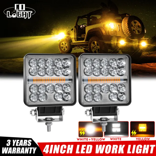 4inch LED Work Light Pods Fog Lamp White/Amber Strobe for Jeep Wrangler JK TJ CJ