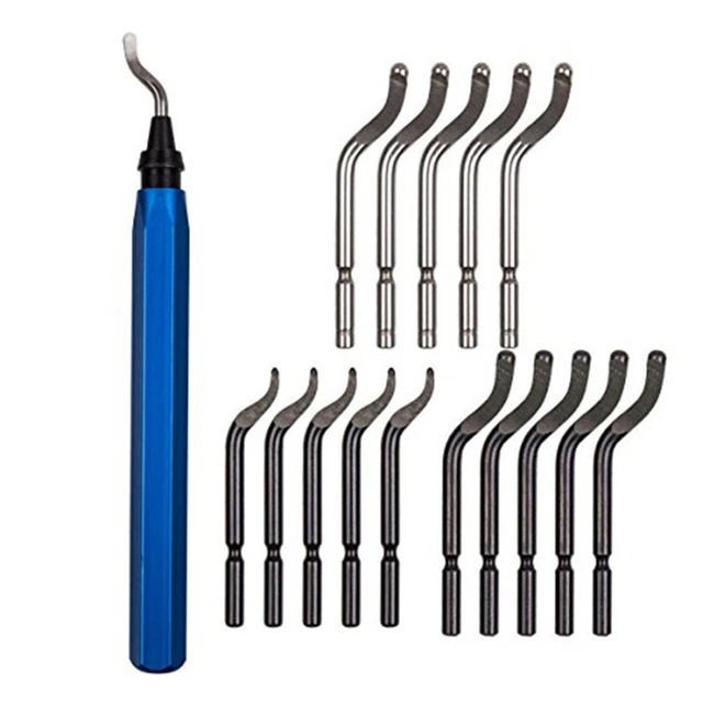 1x Fresa Maniglia Con 15X Lame Sbavatura Metallo Attrezzo for Legno Rame Steel