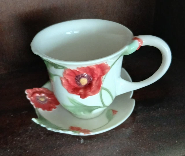 Franz Porcelain Serenity Poppy Flower Large Tray, FZ02472 Franz