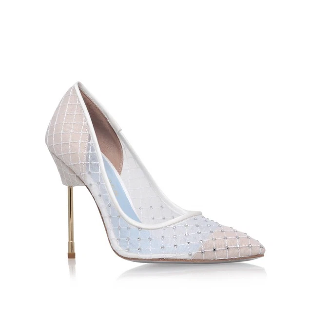 KURT GEIGER LONDON White Britton Diamanté Bridal High Heel Court Shoes ...