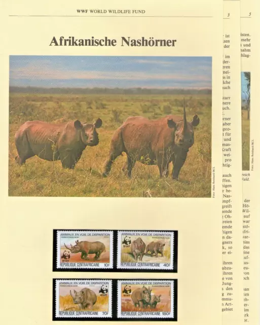WWF 1983 Zentralafrika Afrik. Nashörner Mi. Nr. 985-88 **/MNH mit Beschreibung