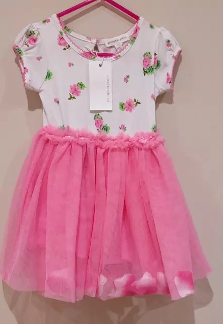 Pumpkin Patch Secret Garden  Baby Girl Dress Rose Print With Petals Size 12-18M