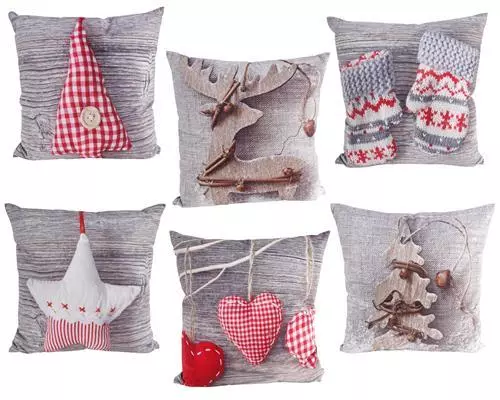 Coussin décoratif Noël hiver coussin 45 x 45 cm avec remplissage élan étoile arbre