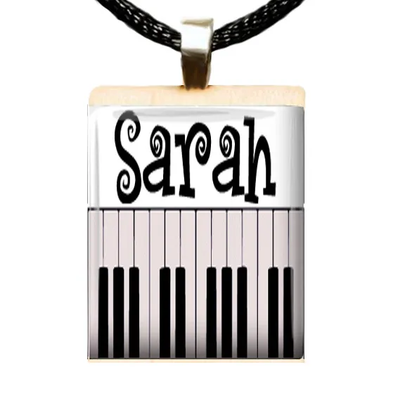 Custom Name Piano Keys Reclaimed Scrabble® Tile Pendant Art Charm Earrings Craft