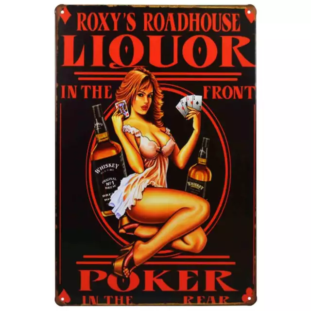 Roxy's Roadhouse Retro Metal Tin Sign Homewares Bar Decor Kitsch Pin Up