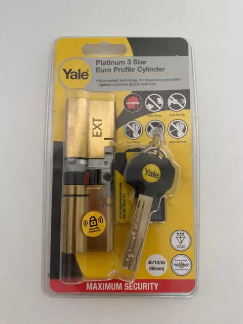 Cerradura de cilindro Yale Platinum 3 estrellas perfil euro 40/10/45 (95 mm)