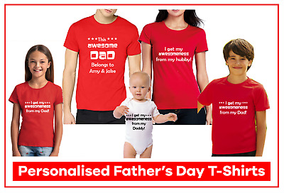 Personalizzato festa del papà papa 'PAPA' moglie Kids T-shirt Tee GRATIS 1st Class Post!