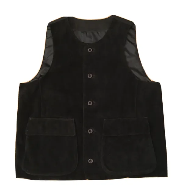 Suede Leather Berman Buckskin Men's BLACK 5 Button Vest Size Small NEW