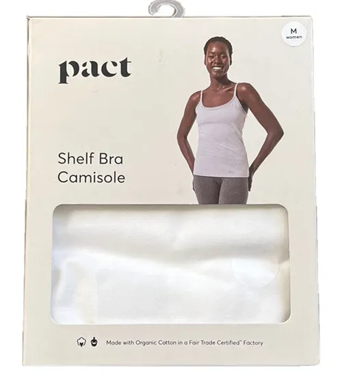 PACT WOMENS M Organic Cotton Camisole Tank Top Built-in Shelf Bra Black  $23.99 - PicClick