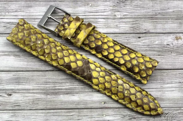 Cinturino Orologi Giallo Vera Pelle Pitone Artigianale STOCK OUTLET Varie Misure