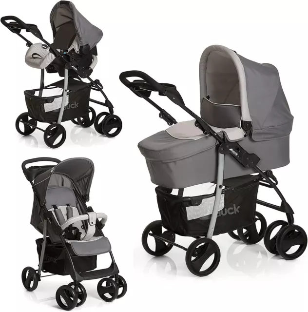 Hauck Shopper SLX trio Pushchair Buggy Pram SET+Raincover in Stone Grey Upto 4YS