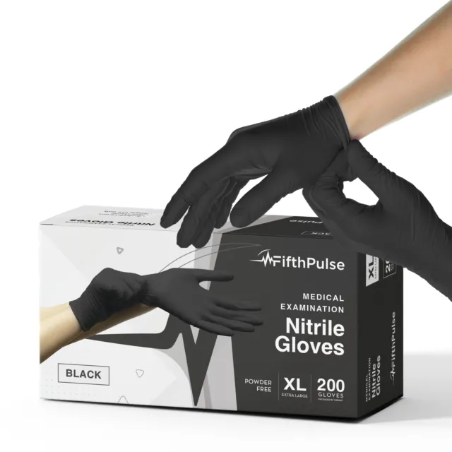 Fifth Pulse Nitrile Exam Latex Free & Powder Free Gloves - Black - 200 pks (XL)