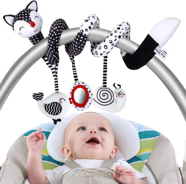 Spiral Hanging Stroller Baby Toys Newborn Hanging Spiral Activity Black White