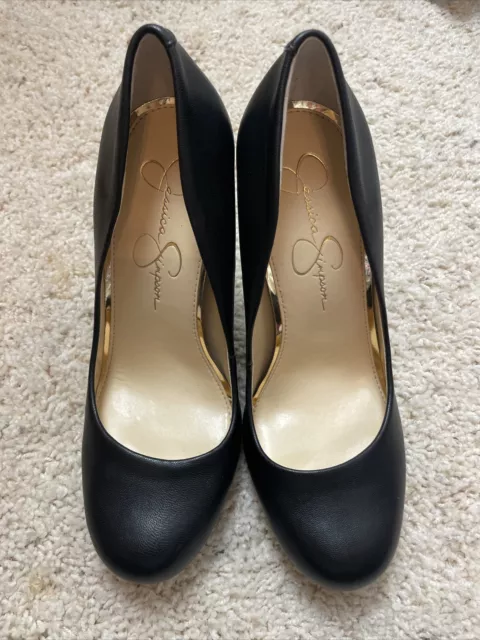 Jessica Simpson Womens Black High Heel Round Toe Pump Shoes Size 7.5 M