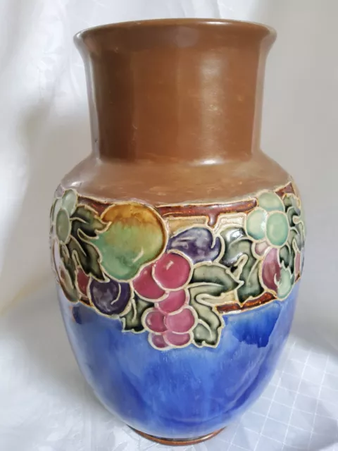 Divine 1920s Art Nouveau Royal Doulton Vase Maud Bowden Tube Lined 11.25"