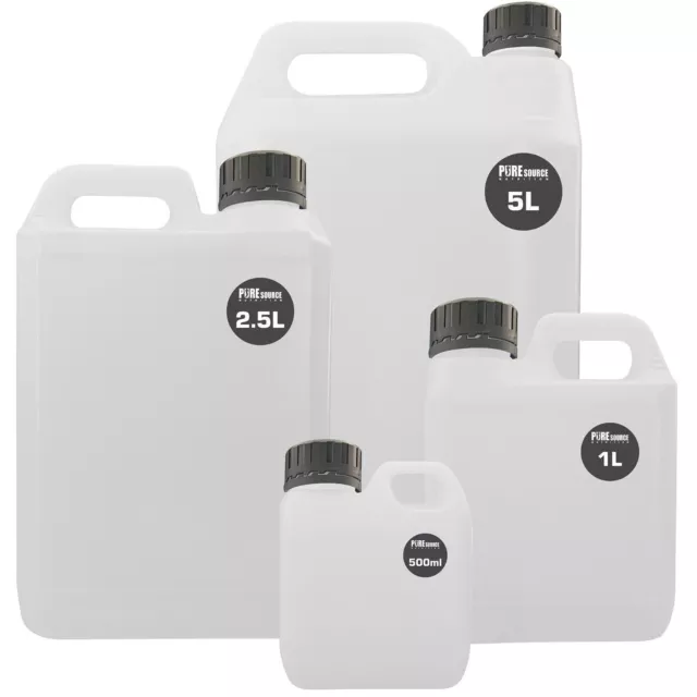 500ML 1L 2.5L 5L Litre Plastic Jerry Can Bottle Water Container Tamper Black Cap
