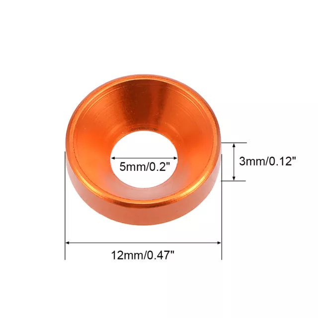 10x 0,47 "x 0,2" x 0,13" Senkscheibe für Schrauben Bolzen Orange 3