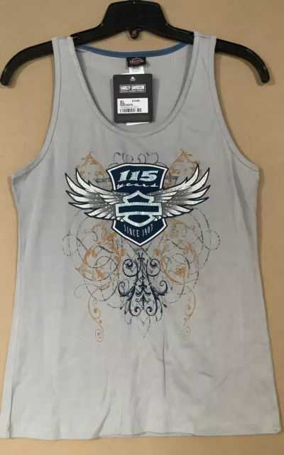 Harley-Davidson Women's Gray 115th anniversary Bling Tank top NEW  Shirt SALE