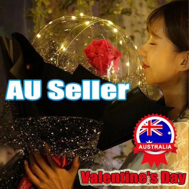 Valentine's Day Gift Luminous Led Light Balloon Rose Flower Bouquet Party Decor~