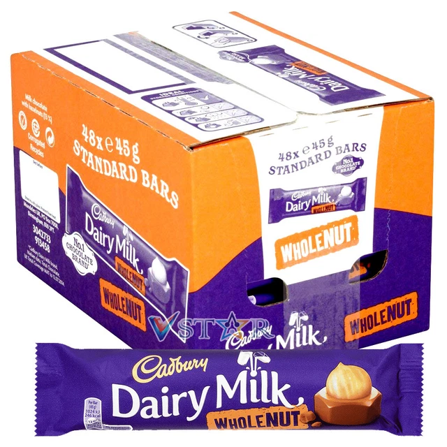 CADBURY DAIRY MILK Whole Nut Chocolate Bar 3 x 180g £12.98 PicClick UK