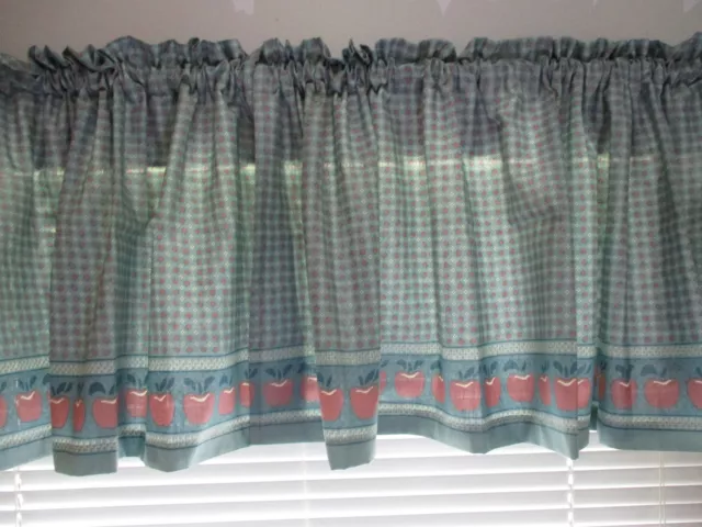 52"x18" APPLES FARMHOUSE  KITCHEN WINDOW TREATMENT VALANCE CURTAIN TOPPER NEW