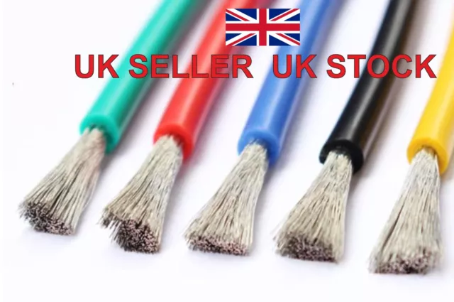 Flexible Soft Silicone Wire Cable 4/6/8/10/12/14/16/18/20/22 AWG Many Colours UK