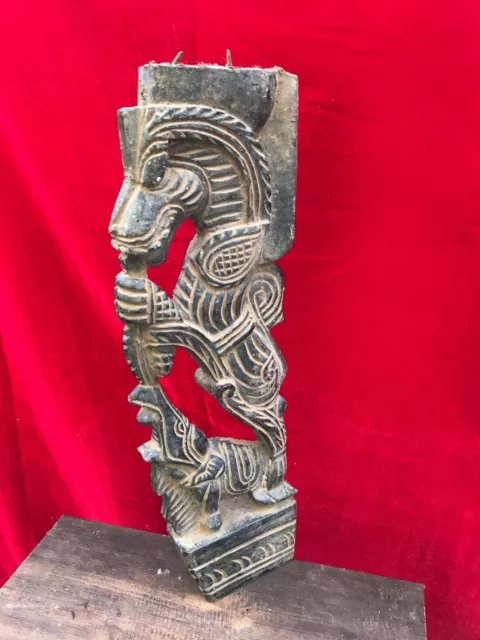 Antique Chariot Yalli Temple Art Dragon Corbel Bracket Wooden Vintage Statue B96