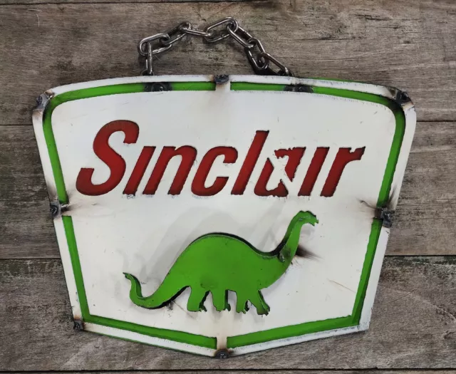 Metal SINCLAIR Gasoline Sign Gas Oil Garage Man Cave Home Decor Recycled DINO