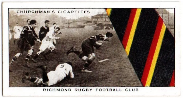 CHURCHMAN CIGARETTE CARD WELL KNOWN TIES 1935 No. 19. RICHMOND RUGBY CLUB EX.