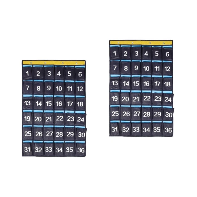 2pcs Numbered Pockets Chart Cell Phone Hanging Organizer Classroom Hanging