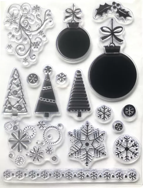 Artemio Weihnachtsbaubeln Baum Schneeflocke klar Stempel Set Weihnachtskartenherstellung 2