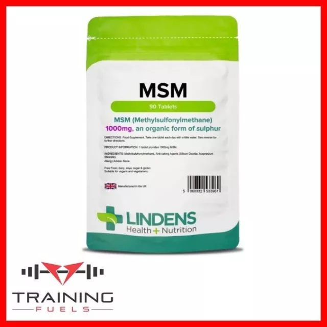 Lindens MSM (methylsulfonylmethane) 1000mg 90 Tablets Hair Skin Nails Joints