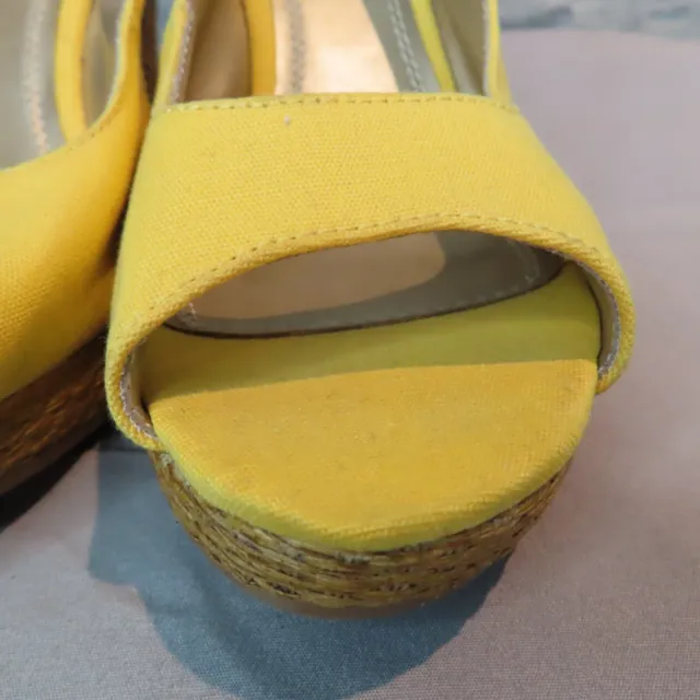 CHARLOTTE RUSSE Espadrille Sandals Womens 8 M Yellow Wedge Heels Platform Buckle 3