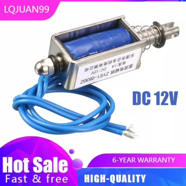 DC 12V 1A Push Pull Type Open Frame Linear Motion Solenoid Electromagnet Magnet