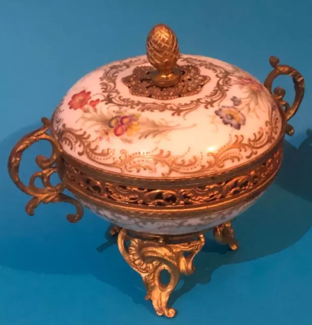 Antique 19th C Samson Sevres Meissen Bronze Style Porcelain Potpourri Rotten Pot