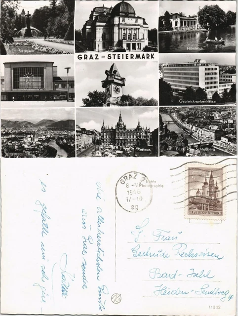 Ansichtskarte Graz Mehrbild-AK mit Krankenhaus, Bahnhof, Hilmteich uvm. 1966