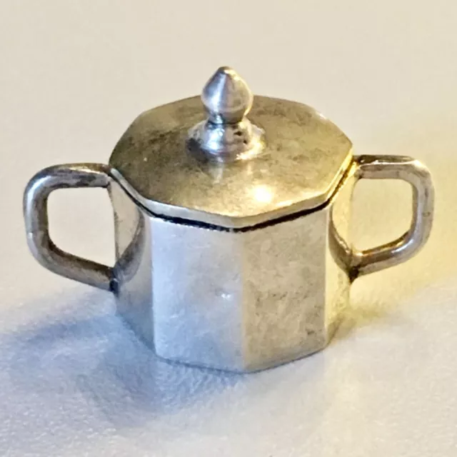 Miniatur Zuckerdose aus 800 Silber für Puppenstube Wien um 1922