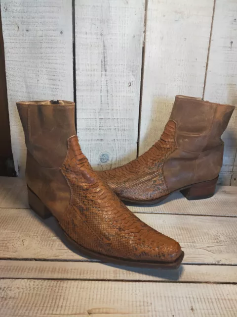 boots/bottines sendra cuir gras taupe et python 45
