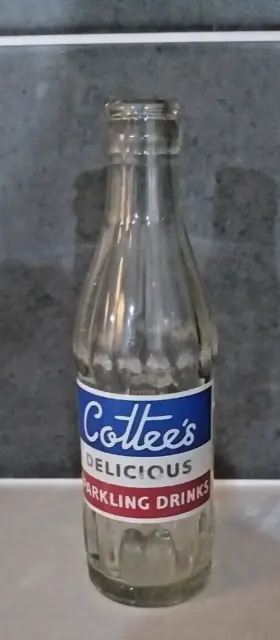 1970's COTTEE'S CORDIALS Sparkling DRINKS Pyro label Lemonade bottle Vintage