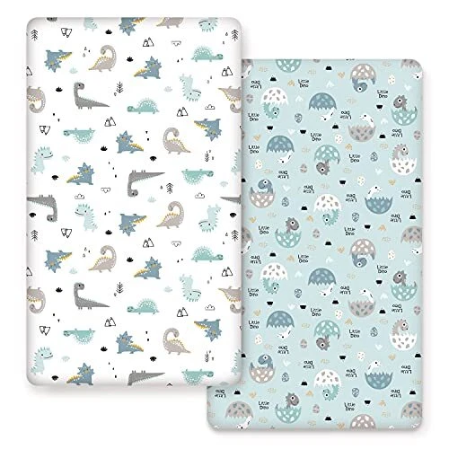 Stretchy Ultra Soft Jersey Knit Fitted Sheets Set 2 Pack, Cozy Sheet Crib Blue